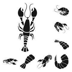 Isolated object of meat and delicacy symbol. Set of meat and crab vector icon for stock.