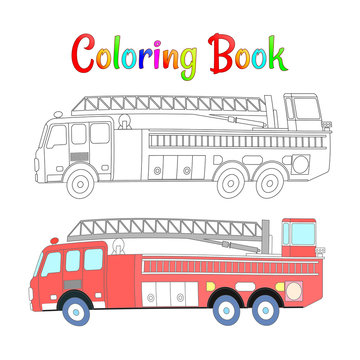 Fire truck coloring book vector. Coloring pages for kids Vector illustration eps 10.