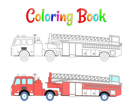 Fire truck coloring book vector. Coloring pages for kids Vector illustration eps 10.