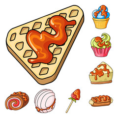 Isolated object of dessert and sweet sign. Collection of dessert and food stock symbol for web.