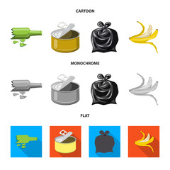 Vector illustration of dump  and sort sign. Collection of dump  and junk stock vector illustration.