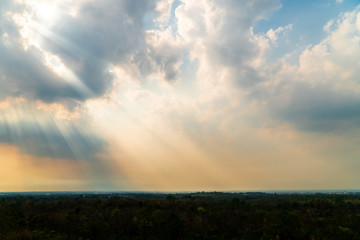 colorful dramatic sky with cloud at sunset