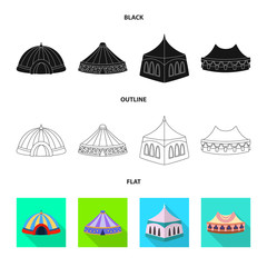 Vector design of roof and folding sign. Set of roof and architecture stock symbol for web.