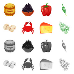 Vector illustration of taste and product logo. Collection of taste and cooking stock vector illustration.