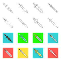 Vector design of game  and armor  icon. Collection of game  and blade  vector icon for stock.