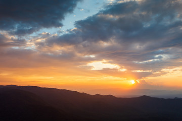 colorful dramatic sky with cloud at sunset