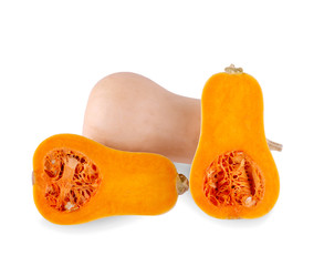 Fresh butternut squash isolated on a white background