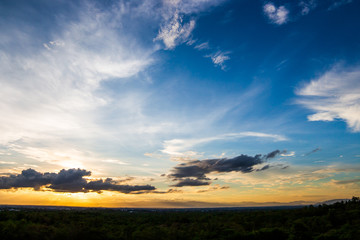 colorful dramatic sky with cloud at sunset