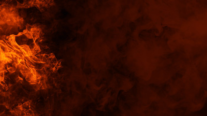 Fire flames texture on isolated black background. Perfect texture overlays for copy space. Design element