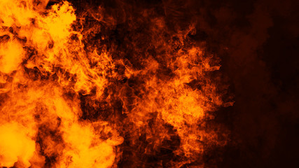 Fire flames texture on isolated black background. Perfect texture overlays for copy space.Design element