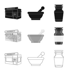 Vector design of retail and healthcare logo. Collection of retail and wellness vector icon for stock.