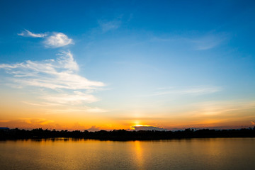 colorful dramatic sky with cloud at sunset
