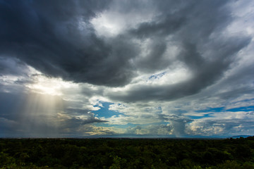 colorful dramatic sky with cloud at sunset