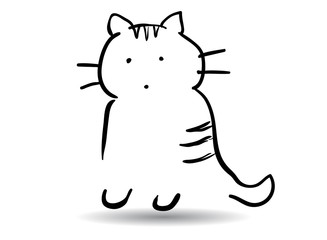 Abstract cute animal character, Vector drawing, creative design illustration digital painting brush on white background for decoration graphic design and artwork elemental, abstract cat art.