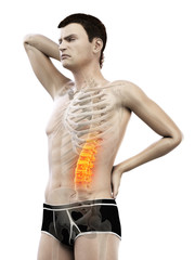 3d rendered medically accurate illustration of a man having acute back pain