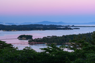 twilight view of matsushima japan 宮城県 松島湾の夕景