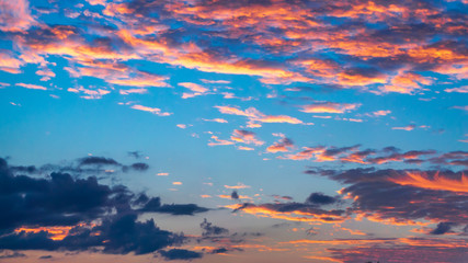 Sunset with blue and pink sky in coastal south florida