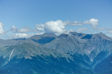 landscape, mountains covered with greenery. Western Caucasus, Sochi