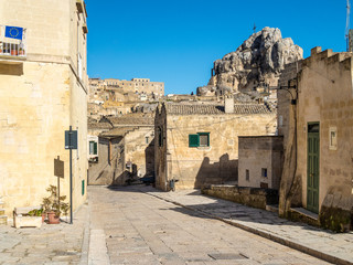 Alley in Matera, european capital of culture on 2019, built on the stones
