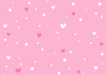 Cute heart white and pink color background,vector eps10 illustration. 