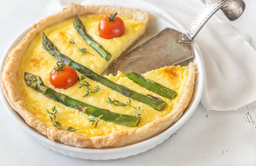 Open pie with asparagus