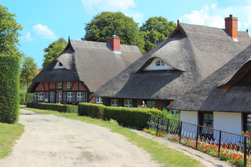 Fototapeta na wymiar timbered houses in Wustrow, Mecklenburg-Vorpommern, Fischland, Germany