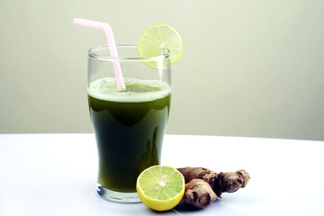 Sugarcane juice with lemon and ginger, refreshment