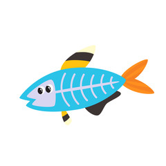 Vector illustration of cartoon sea animal - x-ray fish isolated on white