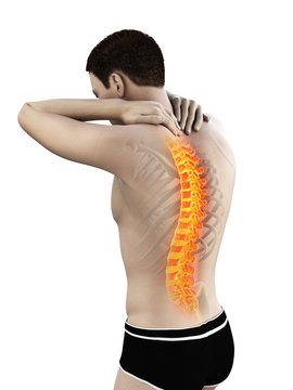 3d rendered medically accurate illustration of a man having a painful upper back