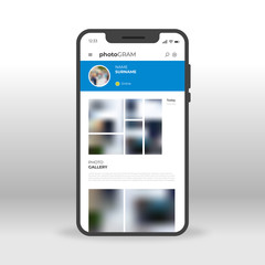 Blue Photogram UI, UX, GUI screen for mobile apps design. Modern responsive user interface design of mobile applications including Photo effects screen