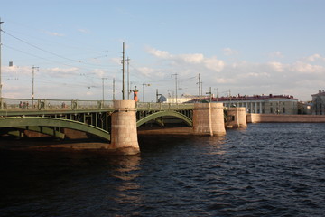 sunset view of the river and bridge   