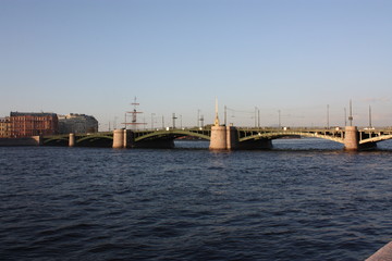 sunset view of the river and bridge  