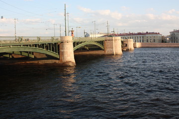 Fototapeta na wymiar sunset view of the river and bridge 