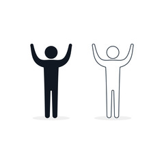 Man raised two hands icon, vector isolated illustration