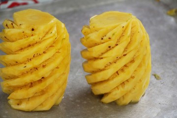 Fresh pineapple is delicious in street food