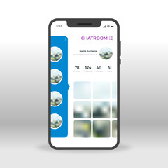 Blue Chatroom UI, UX, GUI screen for mobile apps design. Modern responsive user interface design of mobile applications including Live Chat screen