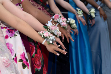 Prom young teenager boys and girls hands - obrazy, fototapety, plakaty