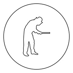 Beekeeper holding honeycomb plank Apiarist icon in circle round outline black color vector illustration flat style image