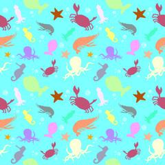 seamless pattern with animal sea