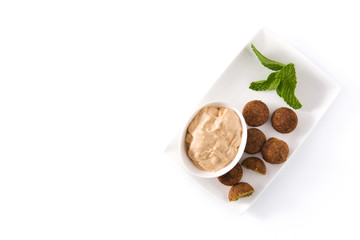 Falafel on a plate isolated on white background