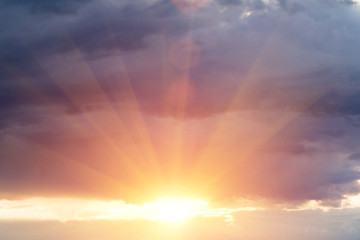 Beautiful sunset cloudy sky