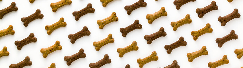 banner of dry animal pet food isolated on white background