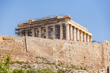 Obraz premium Parthenon temple in Acropolis at Athens, Greece