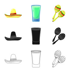 Vector design of cafe and Latin logo. Set of cafe and national vector icon for stock.