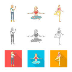 Isolated object of posture and mood logo. Collection of posture and female stock vector illustration.
