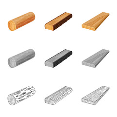 Isolated object of tree   and raw  logo. Set of tree   and construction vector icon for stock.