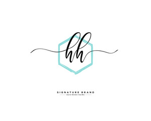 H HH initial logo handwriting  template vector