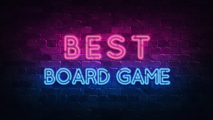 best boardgames neon sign, great design for any purposes. 3d render. Modern design. Retro emblem...