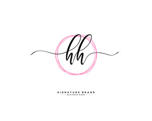 H HH initial logo handwriting  template vector