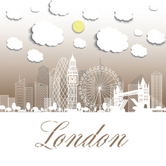 Fototapeta premium Paper beautiful illustration. Outline Welcome to London England. Vector Illustration. Business Travel and Tourism Concept with Modern Architecture. London Cityscape with Landmarks.